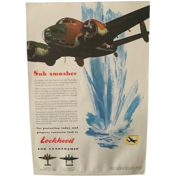 Vintage 1943 Lockheed Sub Smasher Ad Advertisement - Picture 4 of 5